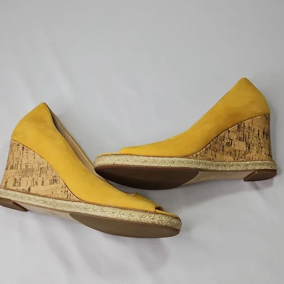 Cole Haan Yellow Wedge Espadrilles With Wooden Heel Size 10